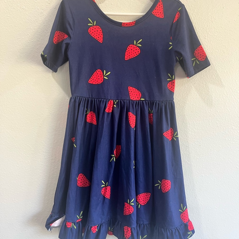 Chenault Blue and Red Casual Sundress Short Sleeve